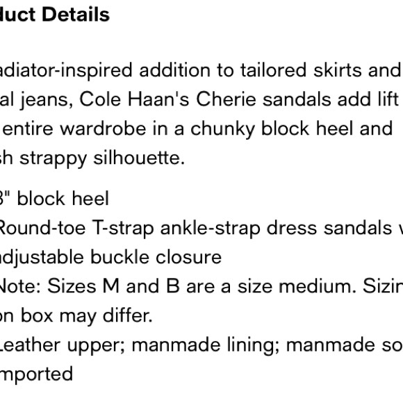 Cole Haan Block Heel Sandal size 9.5M in Black - Picture 5 of 5